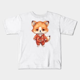 Red Fox Wearing Pajamas Kids T-Shirt